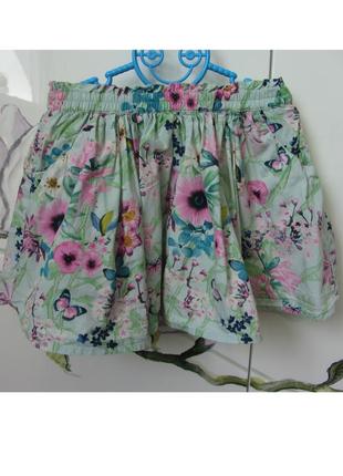 Модная нарядная летняя юбка с цветами next некст девочки 2-3 г...