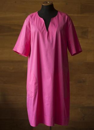 Розовое котоновое платье миди женское gina laura, размер xl