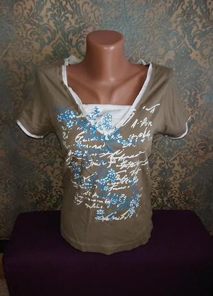 Женская футболка хлопок с принтом р.44/46 блузка блуза