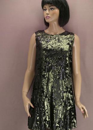 Красивое итальянское платье "tri" хаки с пайетками. размер l.