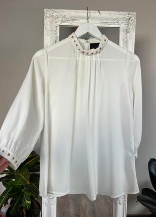Шифоновая блуза под шею красивая молочная блуза zara стили блу...