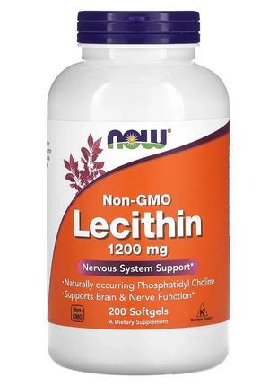 NOW Foods, лецитин без ГМО, 1200 мг, 200 капсул