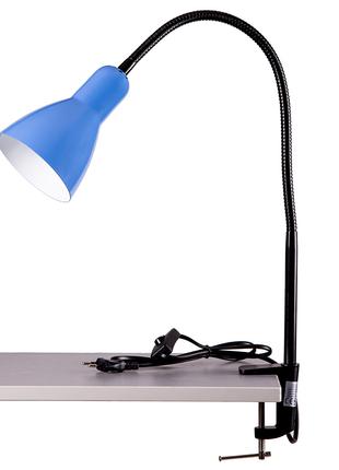 Лампа настольная в стиле лофт на струбцине синяя