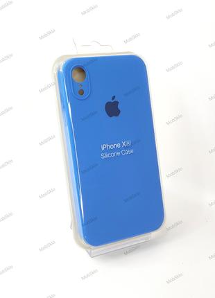 Чехол для Iphone XR (Дизайн 12/13) (Silicone Case) голубой