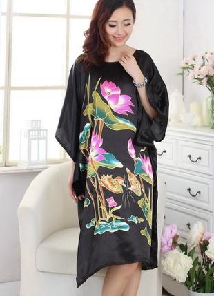 шелковое платье кимоно лотос разные