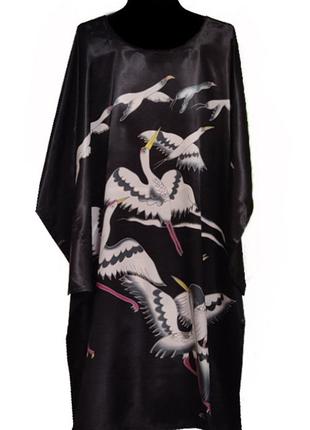 Шелковое платье кимоно птицы разные
