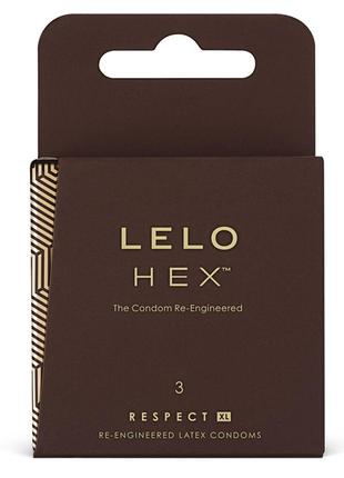 Презервативы LELO HEX Condoms Respect XL 3 Pack, тонкие и супе...
