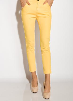 Стильні жіночі штани з бавовни колір жовтий розмір M FA_007497