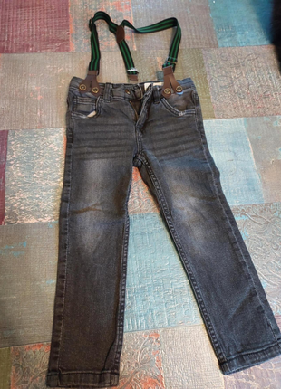 Джинсы на подтяжках lupilu + подарок джинсы на манжете