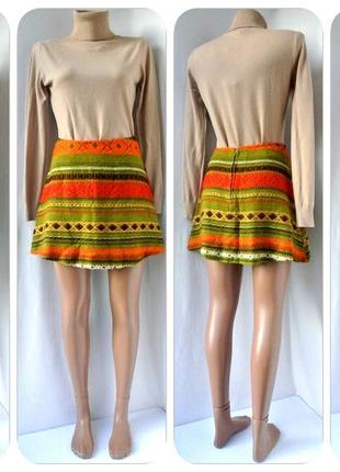 Оригинальная юбка-трапеция bannou с узором. размер xs.