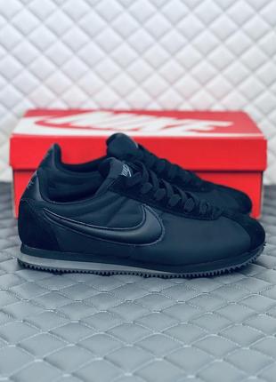 Nike cortez nylon all black кроссовки мужские летние черные на...