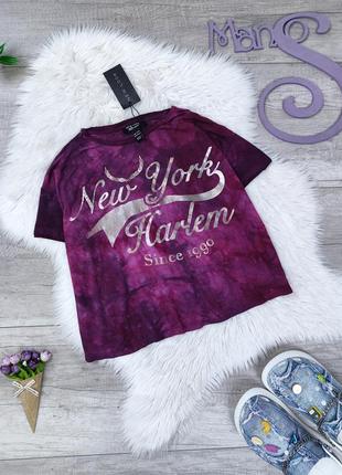 Объемная футболка для девочки new look фиолетовая с надписью р...