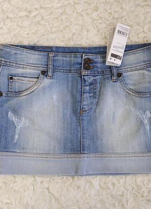 Стильная джинсовая мини юбка юбка sisley, италия, р.s/m