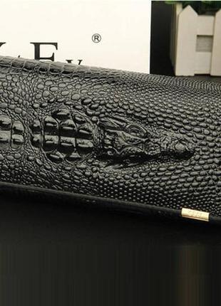 Женский кошелек с крокодилом кожа пу черный