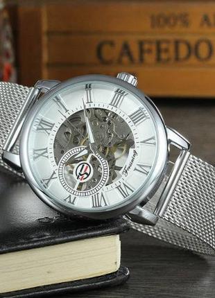 Механические женские наручные часы forsining серебро, белый