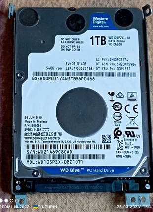 Жесткий Жорсткий диск Western Digital WD Blue 2.5" WD10SPZX 1 ТБ