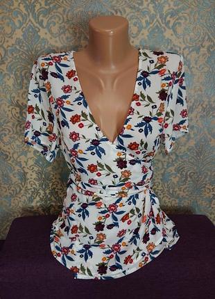 Красивая женская блуза в цветы  р.42/44 блузка блузочка футболка