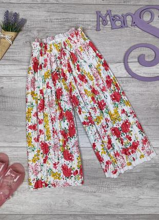 Кюлоты для девочки zara летние брюки плиссе с цветочным принто...