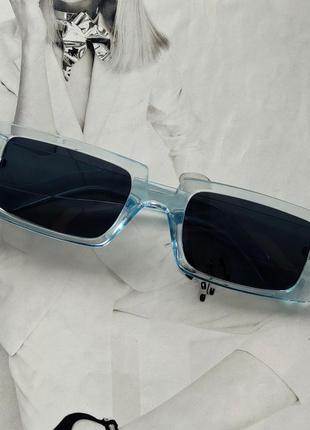 Солнцезащитные очки прямоугольные в широкой оправе Голубой с с...