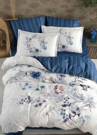 Постельное белье Floral Blue premium сатин евро 200х220 Турция