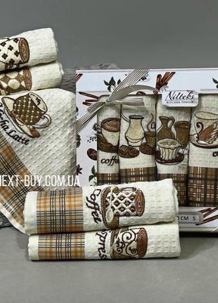 Набір кухонних рушників Nilteks кава 5 шт. 40х60