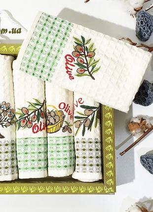 Nilteks Kitchen towel Olive набір кухонних, вафельних рушників...