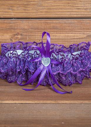 Фиолетовая подвязка для невесты (арт. G-013)
