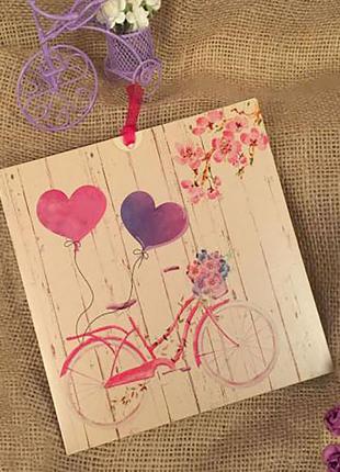 Приглашения с велосипедом и сердечками (арт. 41439)