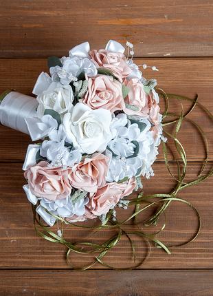 Весільний букет-дублер нареченої з трояндами (арт. BD-014)