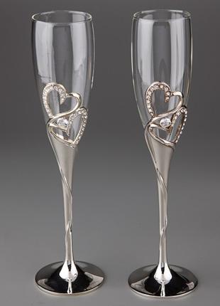 Свадебные бокалы "Два сердца" (арт. 002G)