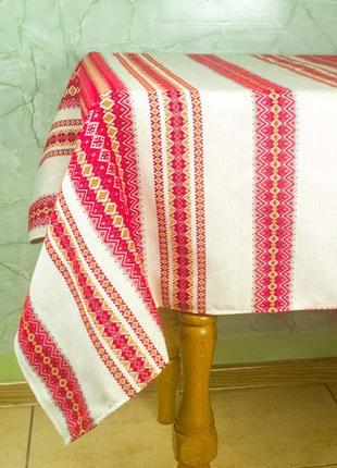 Скатерть из льна тканная Без салфеток, 190х145 см, Красный