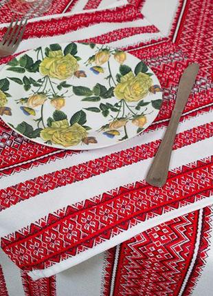 Новогодний текстильный кухонный набор с орнаментом + 6 салфето...