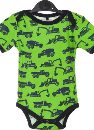 Боди-футболка "Машины" для мальчика, салатовое с синим - Ardomi