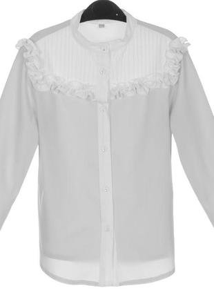 Блуза "Елли" для девочки, светло-серая с белым - ПромАтелье