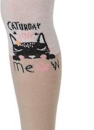Колготки "Котик" для девочки, белые с бежевым - Ucs Socks