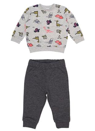 Комплект "Дино" кофта и штаны для мальчика, серый - Татошка
