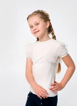 Блуза с короткими рукавами для девочки, молочная - Smil