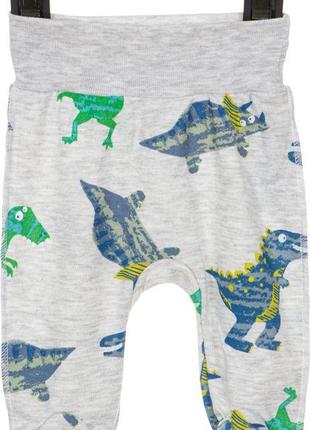 Ползунки "Динозавр" для мальчика, светло-серые - Garden Baby