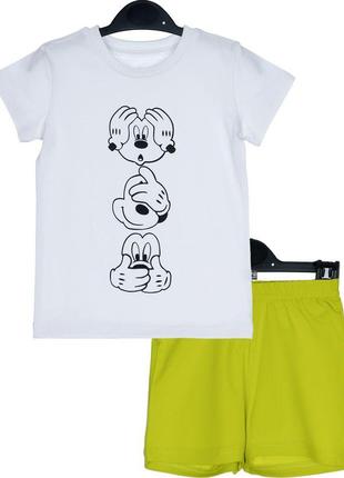 Комплект "Микки Маус" футболка и шорты для мальчика, белый с с...