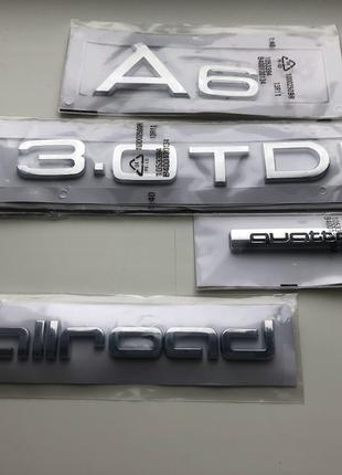 Шильдик на багажник Ауди, напис на багажник Ауди, Audi A6 3.0T...