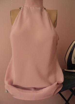 Фирменная шикарная 100% шелковая блуза розового цвета