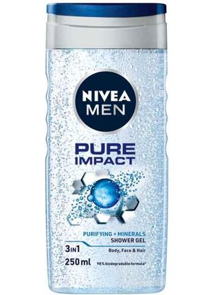 Гель для душу 250мл чол. «URE IMPACT 3в1 ТМ NIVEA