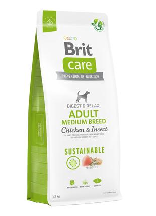 Сухой корм для собак средних пород Brit Care Sustainable с кур...