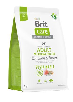 Сухой корм для собак средних пород Brit Care Sustainable с кур...