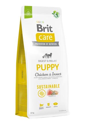 Сухой корм для щенков Brit Care Sustainable с курицей и насеко...