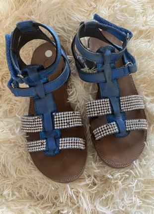 Синие кожаные сандали naturino