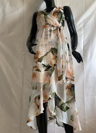 Длинное шифоновое платье с цветочным принтом sangria