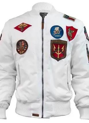 Бомбер Top Gun MA-1 Nylon Bomber Jacket with Patches (белый)