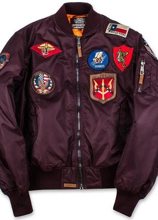 Бомбер Top Gun MA-1 Nylon Bomber Jacket with Patches (Maroon)