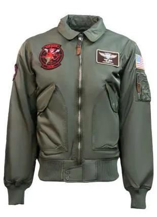 Бомбер Top Gun CWU-45 Flight Jacket with patches (Olive)